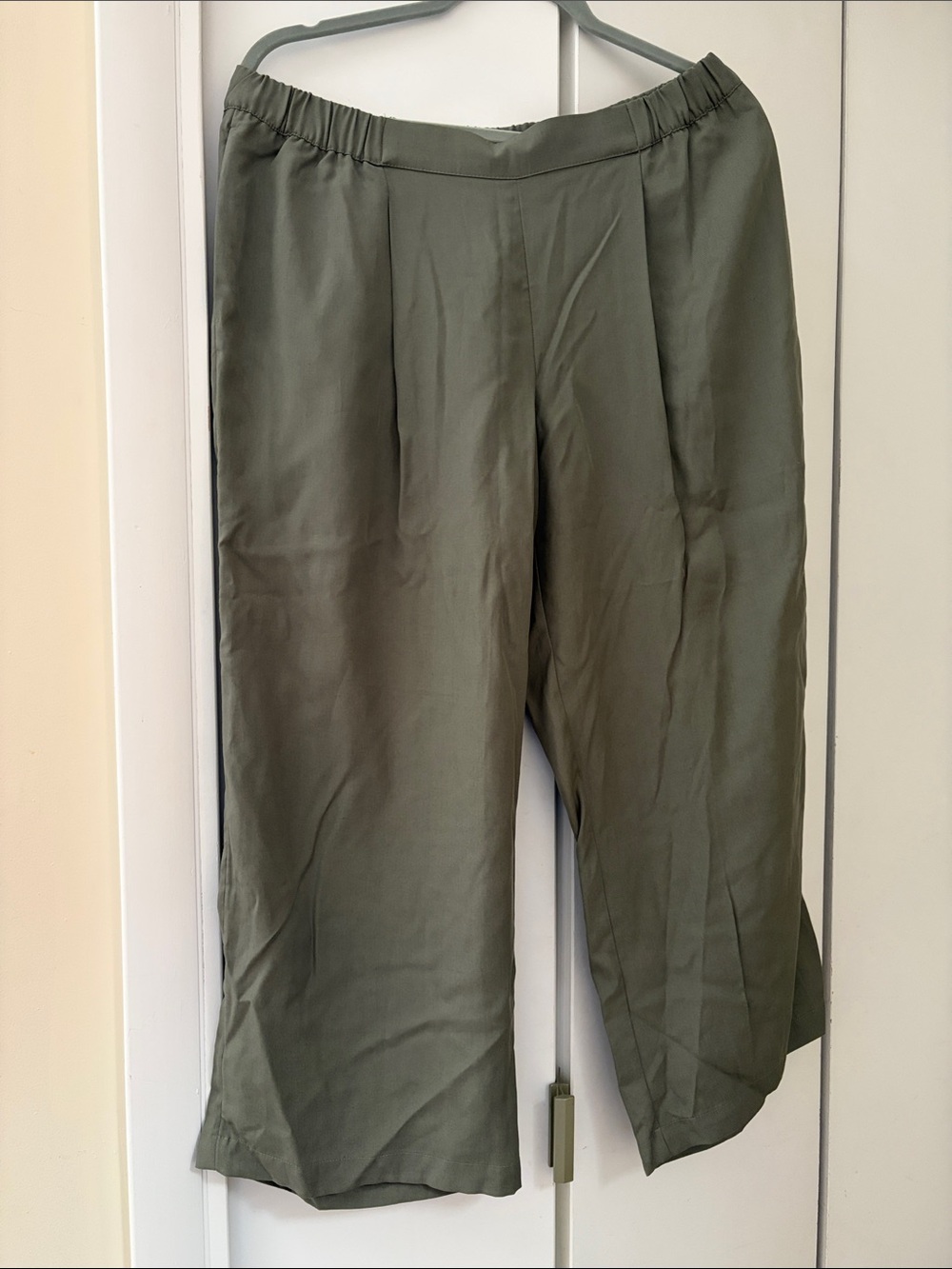 J. Jill Olive Green Wide-Leg Pant with Elastic waist and Darts